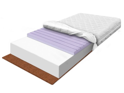 90x200 coconut foam mattress stiffened with contoured massaging foam FLEXI CONTI II KOKO