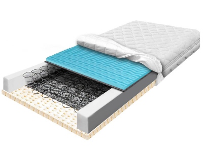 Mattress made of bonell springs with latex and zoned massage foam BONELL LATI BLUE