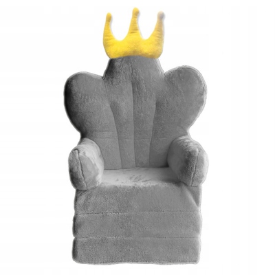 Materacyk pluszowa leżanka tron szary żółta korona XXL